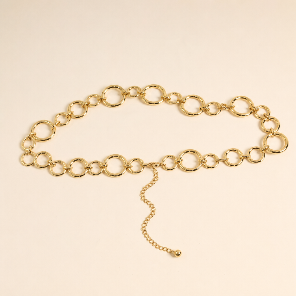 Cinturón de cadena de metal dorado