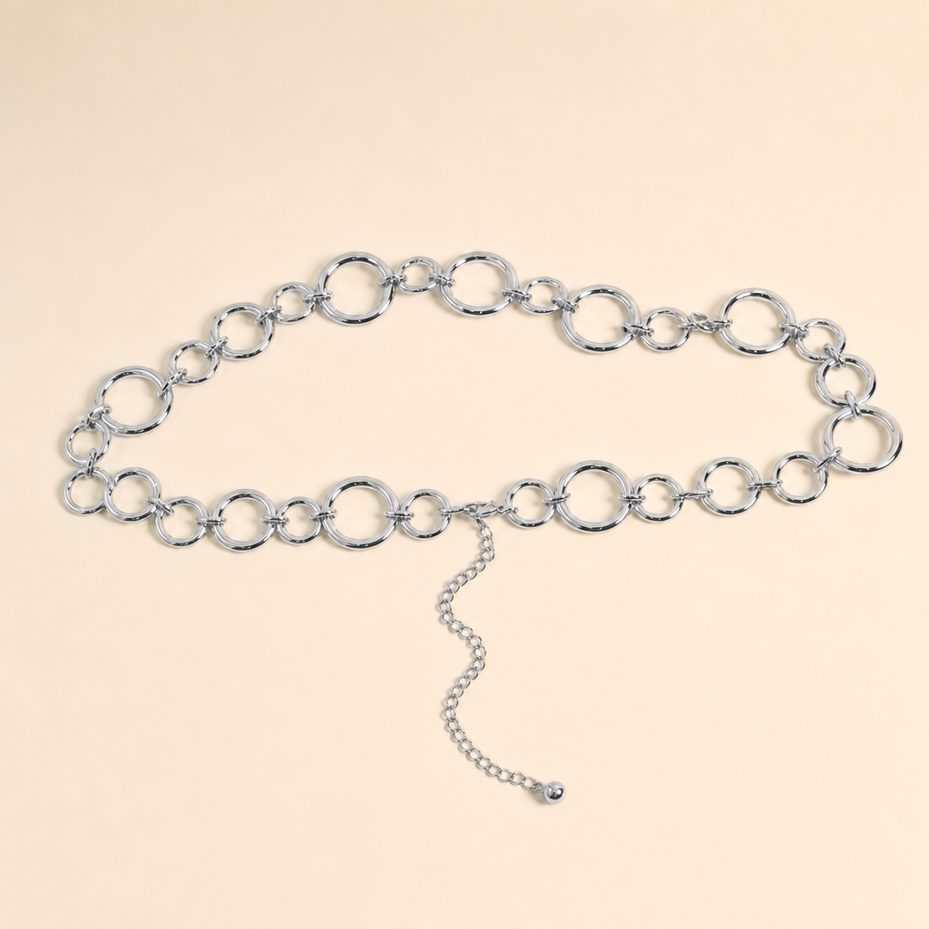 Cinturón de cadena de metal plata